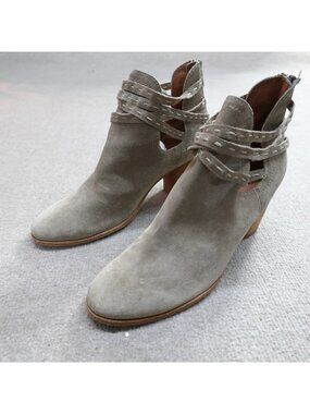 FRYE Women's Boots 9 Gray Suede Zip Naomi Heeled Bootie